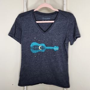 Life is Good Medium moon star tree graphic short sleeve v-neck tee